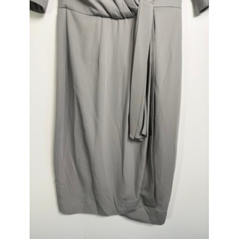 TY-LR Wrap Midi Dress Womens XS Grey V-Neck Short Sleeve Minimalist Professional - Picture 7 of 12